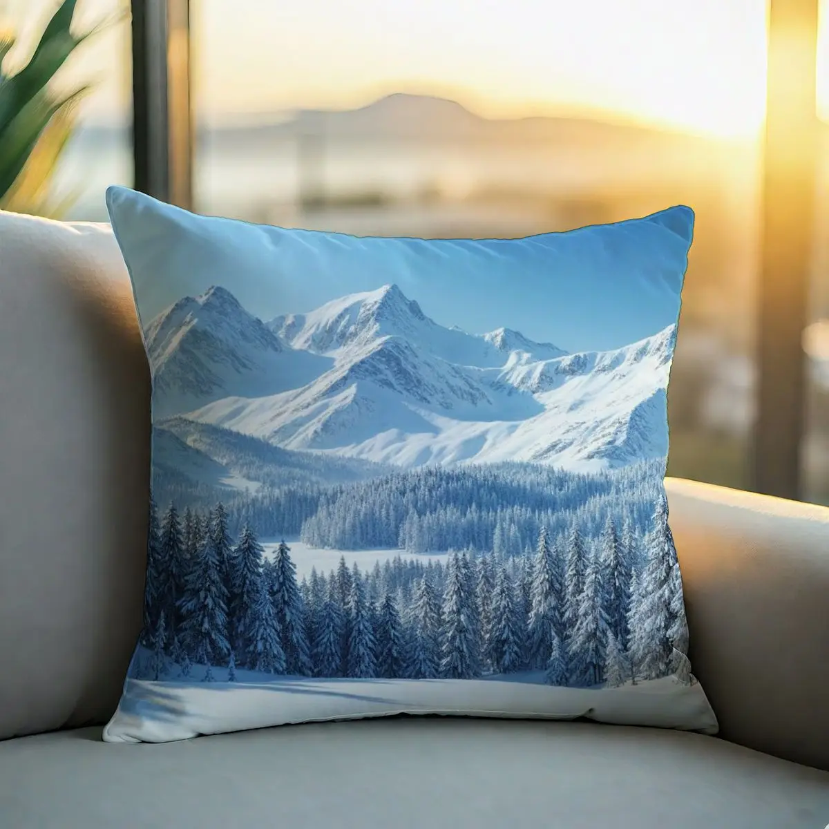 

Уютные наволочки из 4 предметов, комплект зимних горных пейзажей без вставок, мягкий прочный домашний декор, офисный стиль, праздничная атмосфера