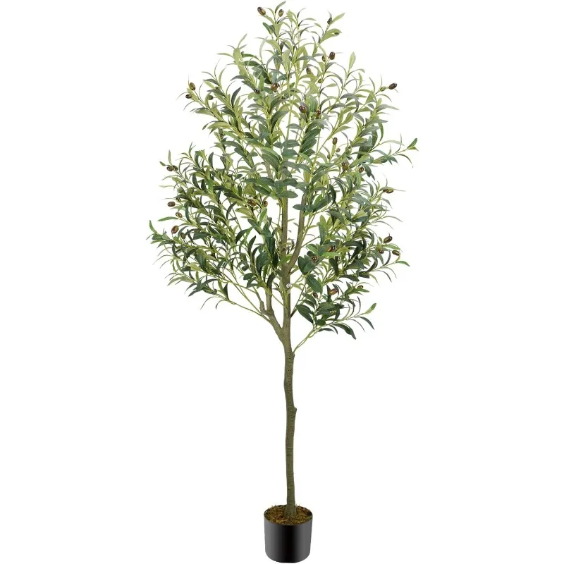 

Artificial Olive Tree 6ft, Tall Faux Olive Tree Indoor with Trunk Fake Silk Tree Fake Potted Plants for Modern Home Spring