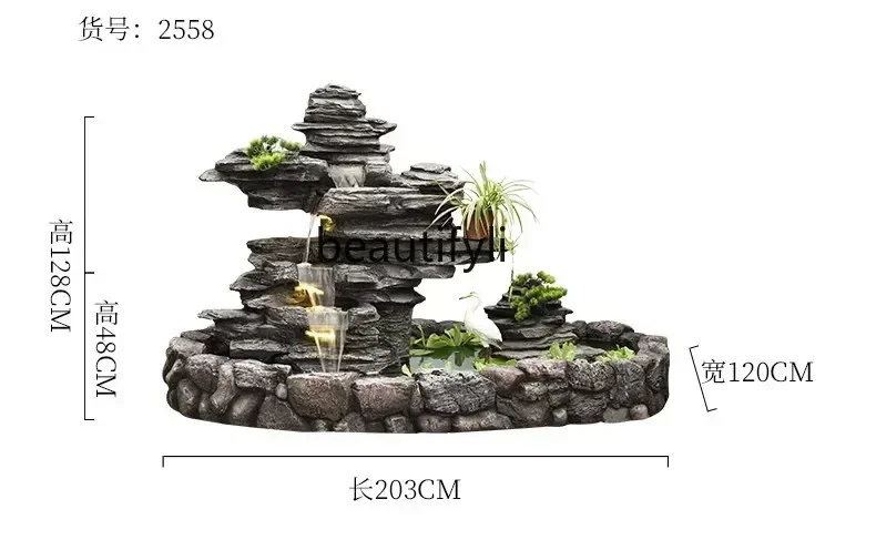 V Rockery water fountain garden courtyard floor-to-ceiling fish pond ornament outdoor balcony hotel water circulation landscape