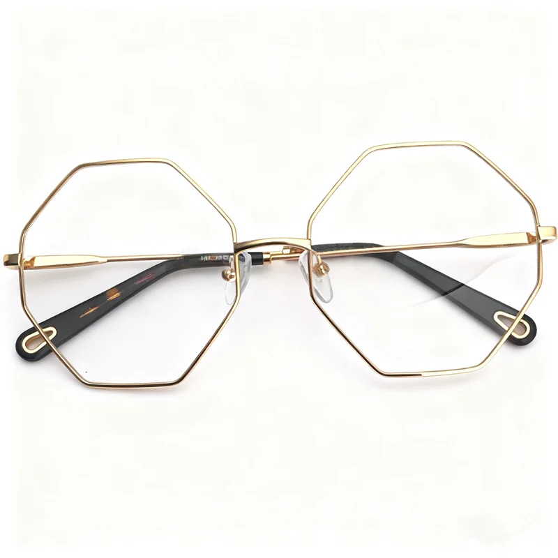 

Quality Fashion Women Classic Gold-Wire Hexagonal Eyeglass Frame134 55-19-140 for Prescription Eyewear Eyeglasses Goggles