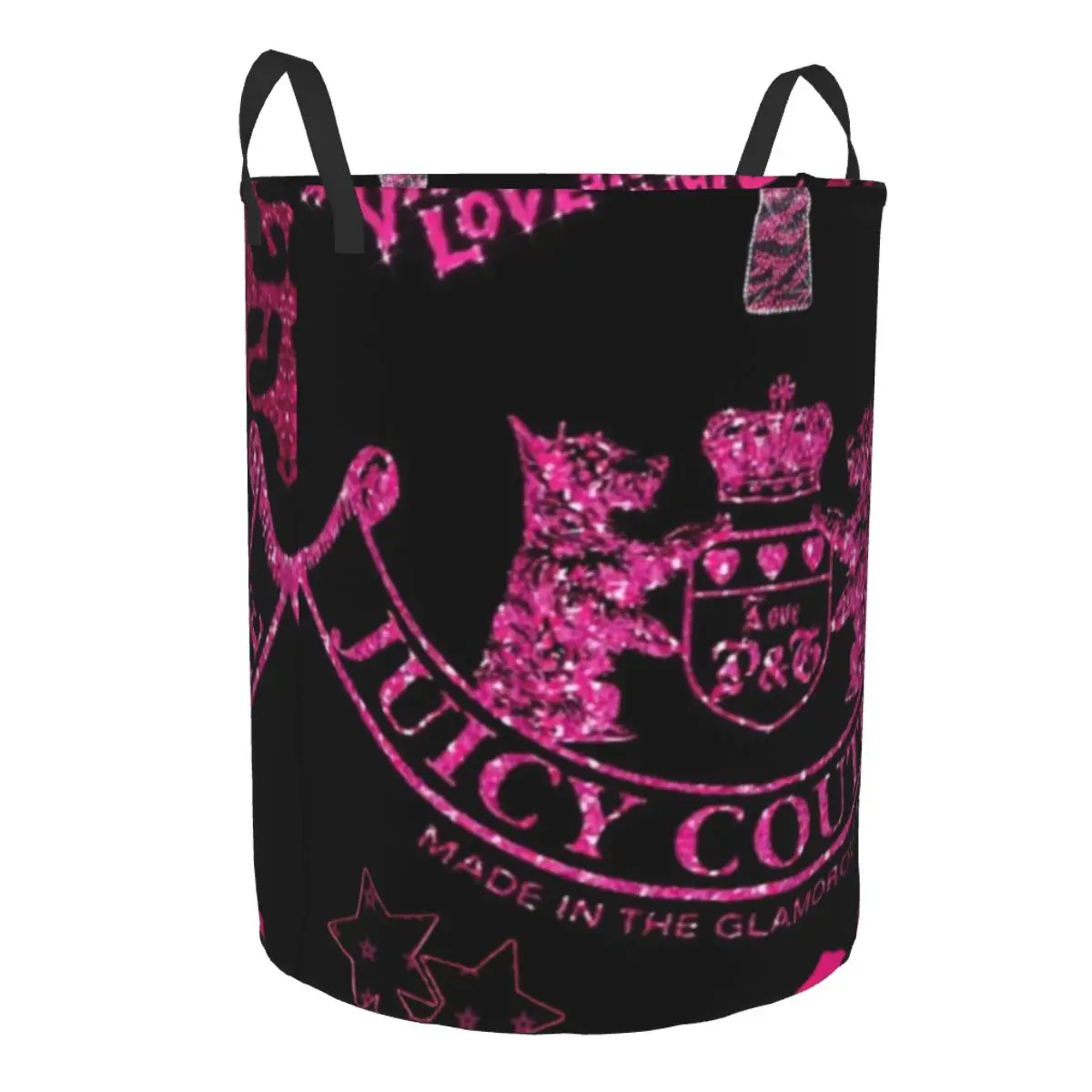 Laundry Basket Juicy-Couture Fabric Laundry Moving Folding Dirty Laundry Basket