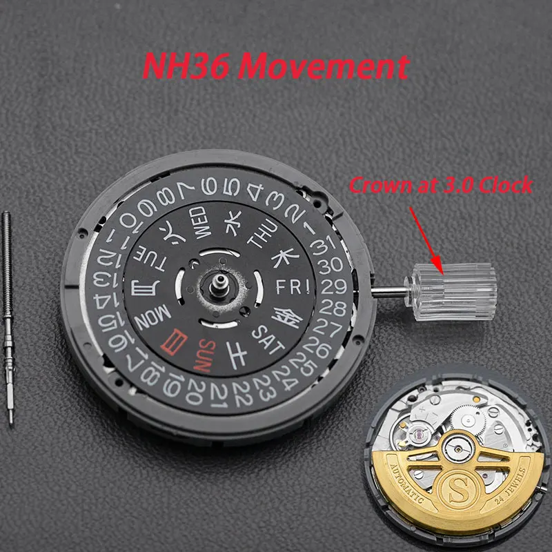 

Japan NH35 NH36 Oscillating Weight Automatic Black Week Date Windows High Accuracy Automatic Mechanical Watch Wrist