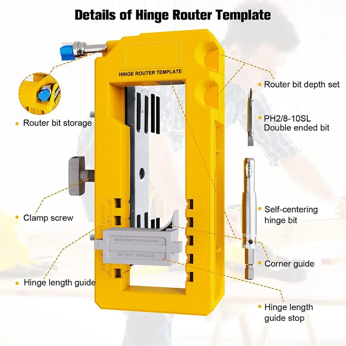 Door Hinge & Door- Installation Kit, Door Hinge Mortiser Template, Door- for Accurate Chiseling and Scoring