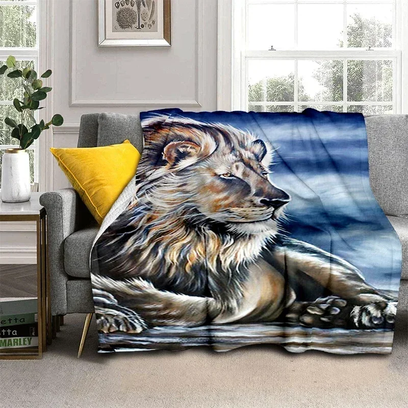 

Flannel Throw Blankets Super Soft Cozy Lightweight Sofa Couch Bed for Teen Boys Gifts Bedroom Decoration Wildlife Fierce Lion