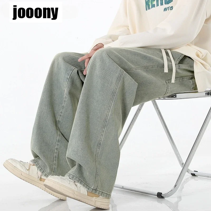 새로운 Drawstring 스포츠 캐주얼 바지 하이 웨이스트 워시 바지 남성 가을 겨울 빈티지 하라주쿠 바지 streetwear 느슨한 따뜻한
