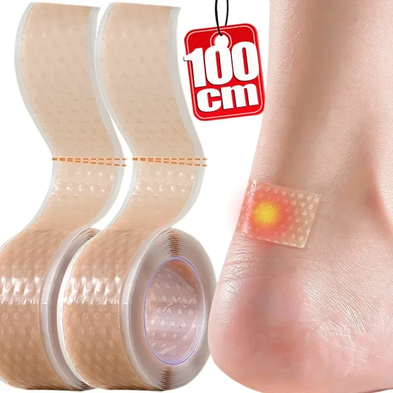 100CM/Roll Silicone Gel Heel Protector Tape Roll Wear Resistant Anti Slip Foot Cushion Pad Shoes Waterproof Adhesive Feet Care
