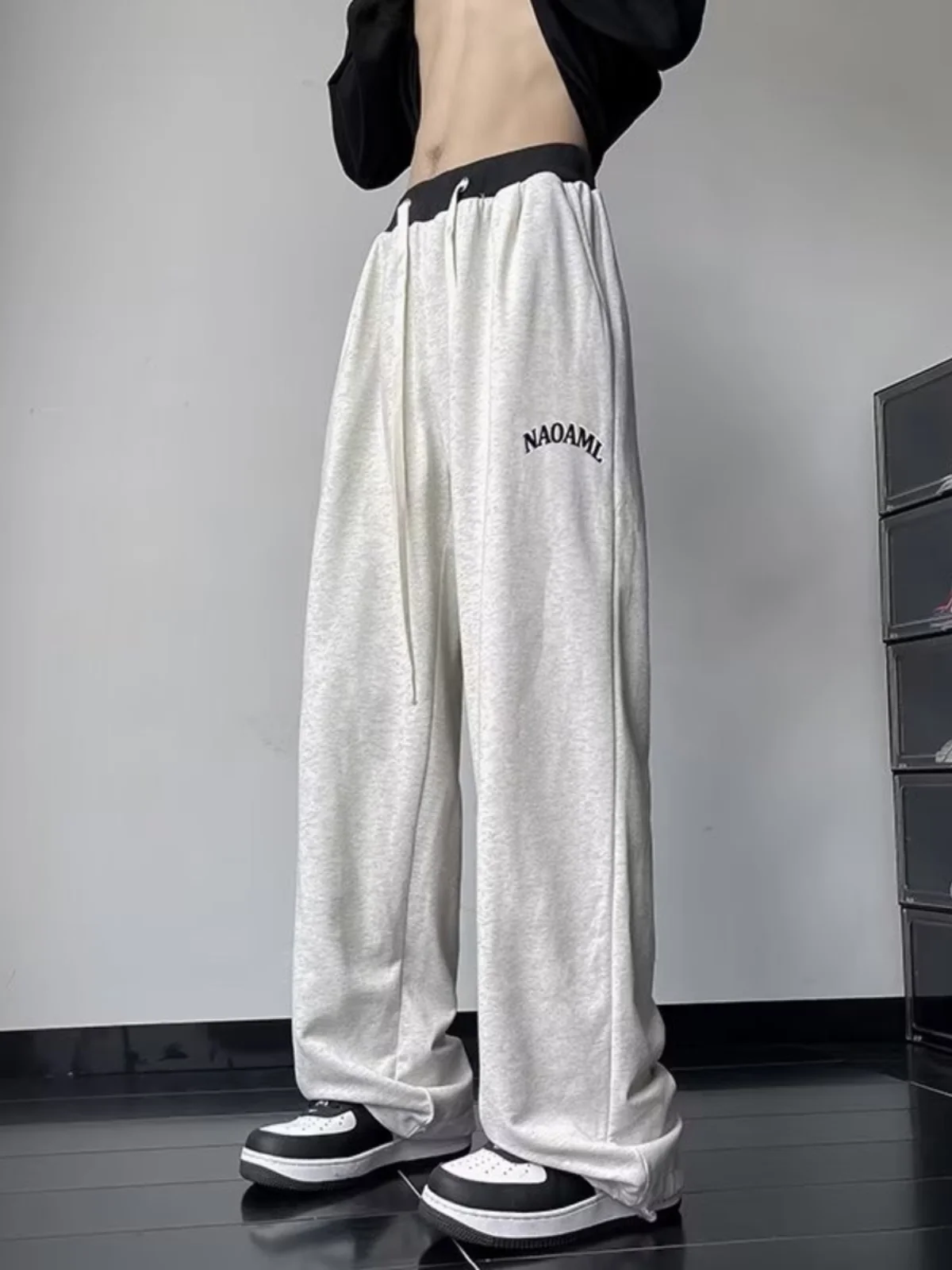 

Мужские брюки прямого кроя в спортивном стиле, весна-осень, модные, брендовые, свободного кроя, в американском стиле High Street