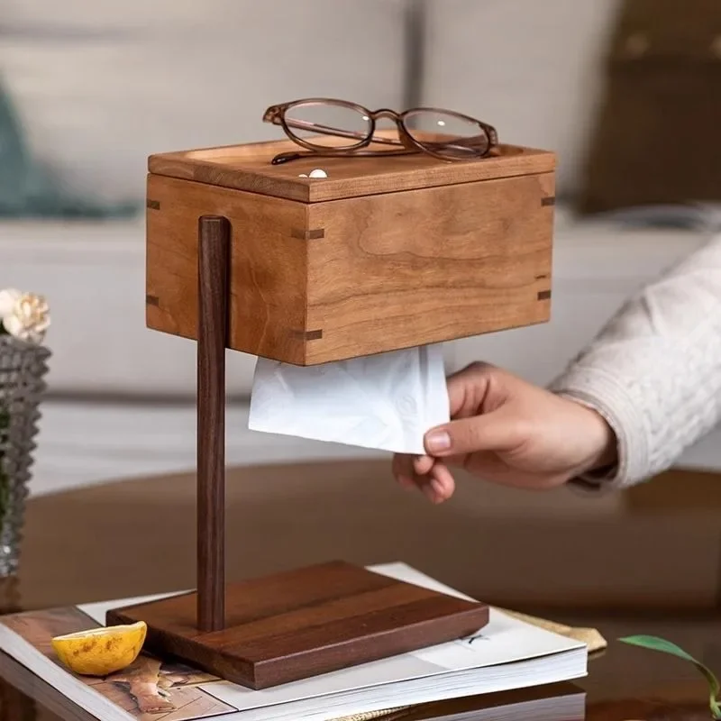 

Retro solid wood tissue box High-end pumping carton Desktop storage box Chinese dining table Bedroom napkin carton