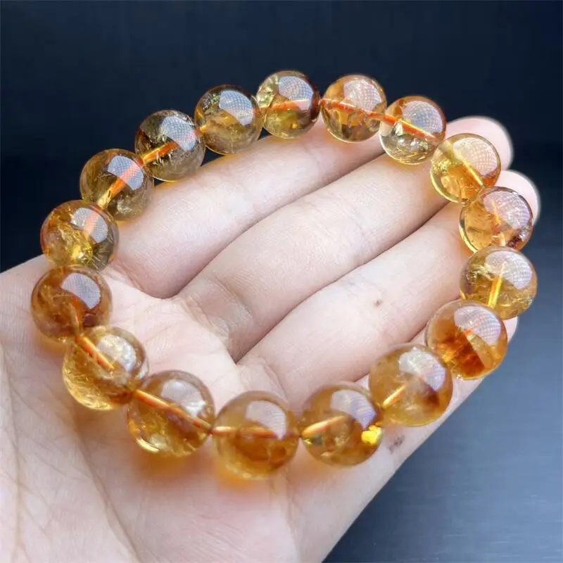 

12MM Natural Citrine Bracelet Healing Fengshui Stone For Women Men Jewelry Fashion Christmas Gift 1PCS