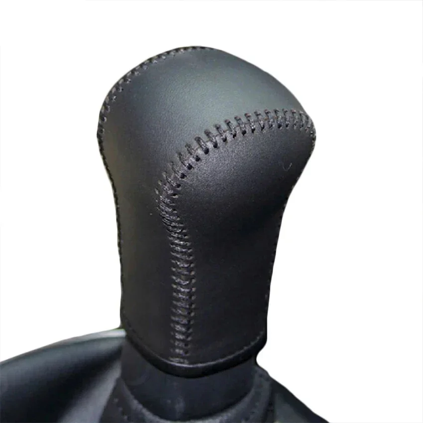 Black Genuine Leather Hand-stitched Soft Car Gear Shift Knob Covers for Nissan Qashqai 5MT Manual Gear Shift Covers