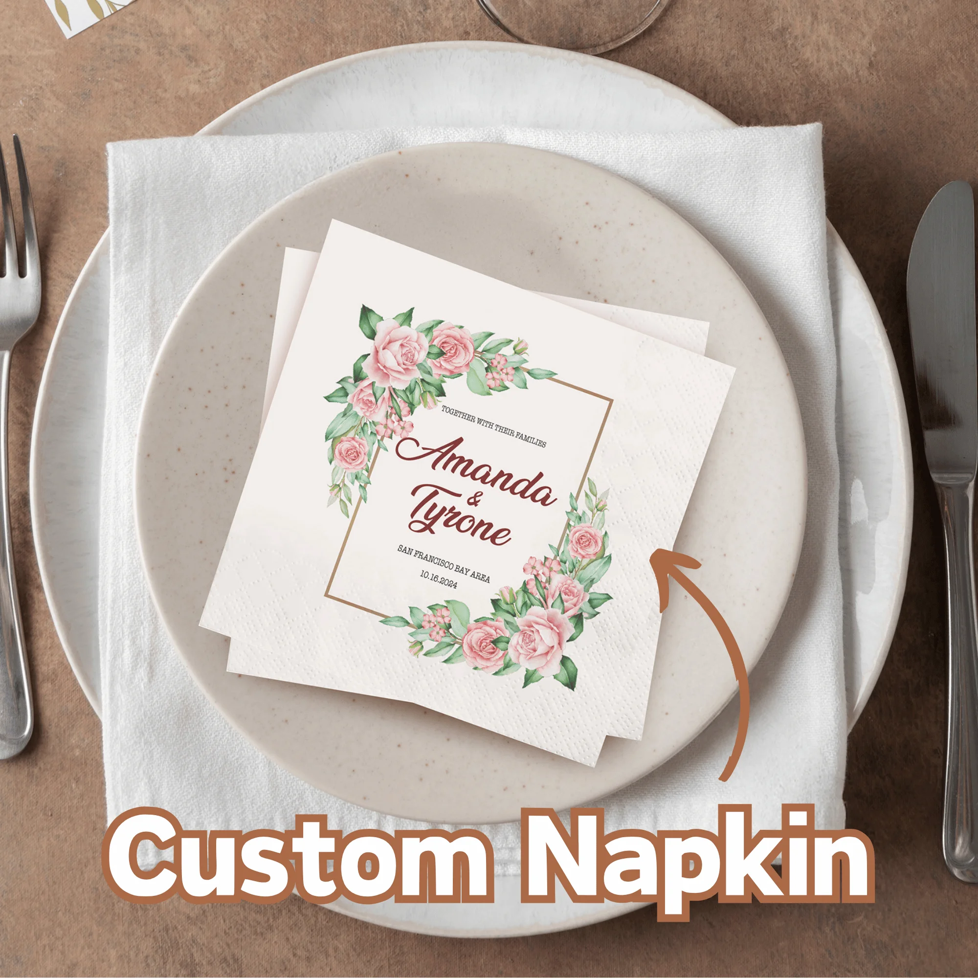 

Personalized Wedding Paper Napkins 50-500PCS Custom Colorful Patterns and Monogram Printed Napkins for Cocktail Party Christmas