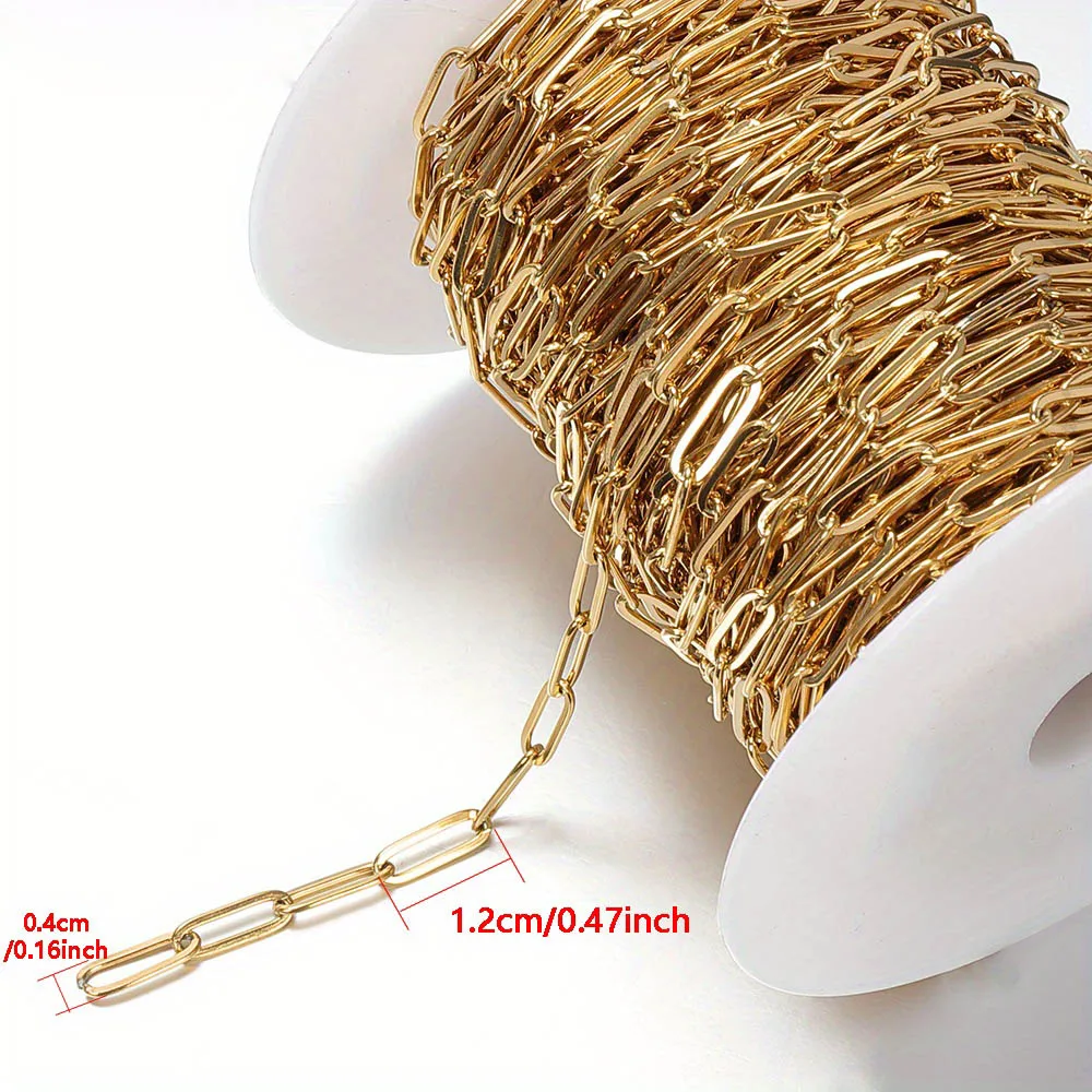 Kein Verblassen, 2 Meter, 1 Meter, ovale Kette aus Edelstahl, flache Kette und runde Kette für DIY-Halskette, Armband, Schmuckherstellung, Zubehör