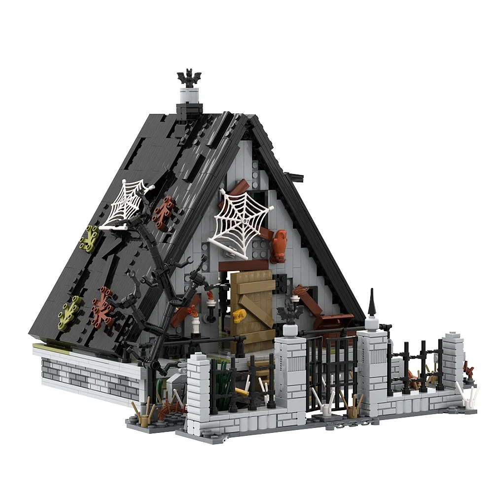 Gobricks MOC-casa de bloques de construcción de bruja de terror para Halloween, casa en forma de A, Jack Skellingtons, casa de ladrillos, modelo, juguetes para niños, regalos