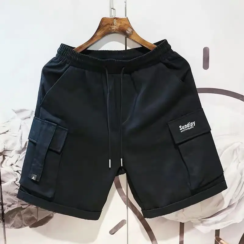 Pantalones cortos con letras bordadas y múltiples bolsillos para hombre, Shorts clásicos con cordón en la cintura, estilo Hip Hop, moda de verano