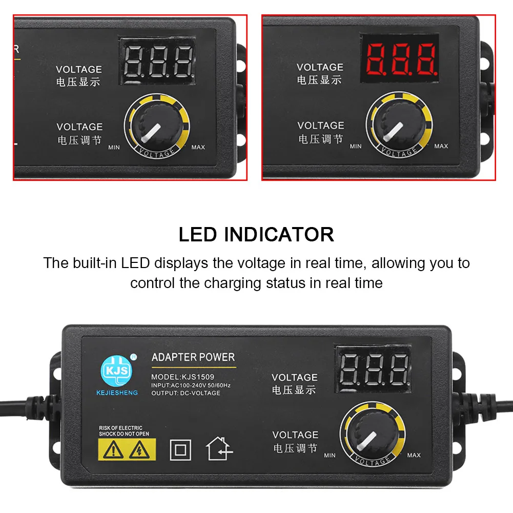 Adaptador de interruptor de alimentación de 3-36V 60W, voltaje ajustable con pantalla LCD LED, fuente de alimentación de regulación de voltaje Adatpor para reproductor de juegos