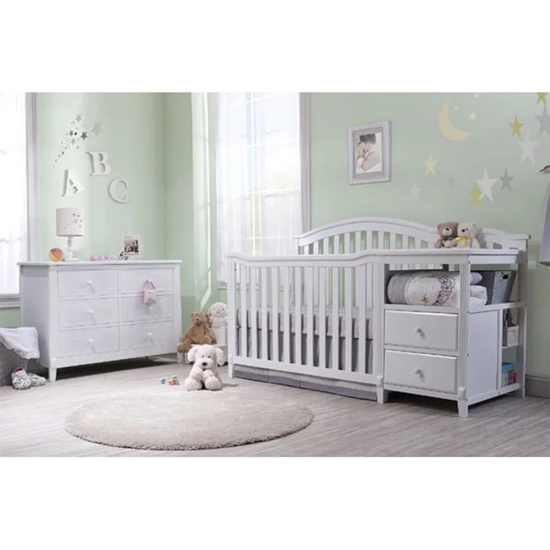 SORELLE FURNITURE Crib and Changer with Slat Panel Back Classic -in- Convertible Diaper Changing Table Non-Toxic Finish