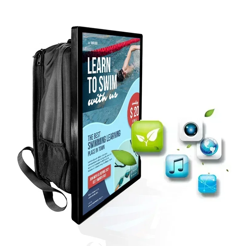 Hot Sale Waterproof 21.5-Inch LCD Backpack Walking Billboard for Advertising with Wifi Control