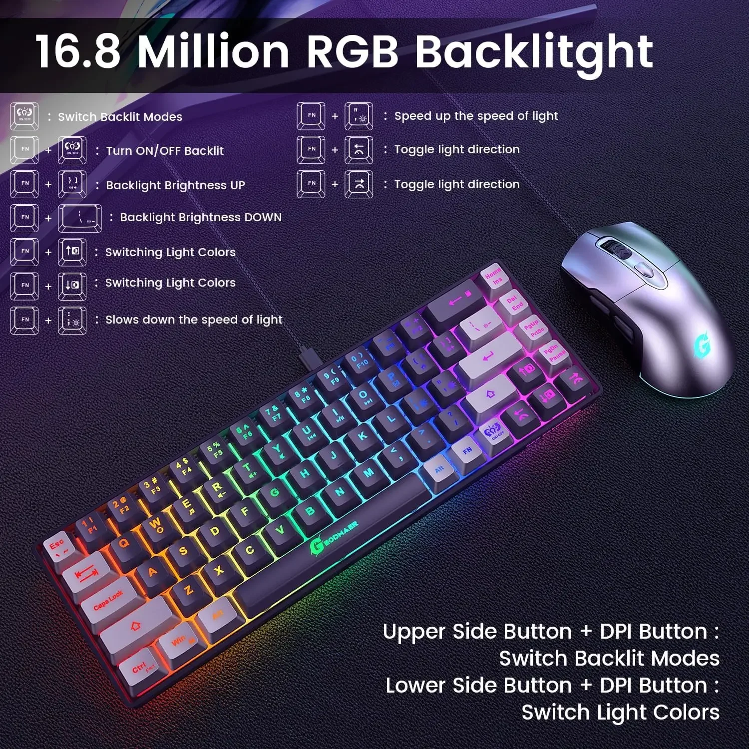 65% RGB Gaming Keyboard & 7200 - Gaming Keyboard And Mouse Combo avis et prix