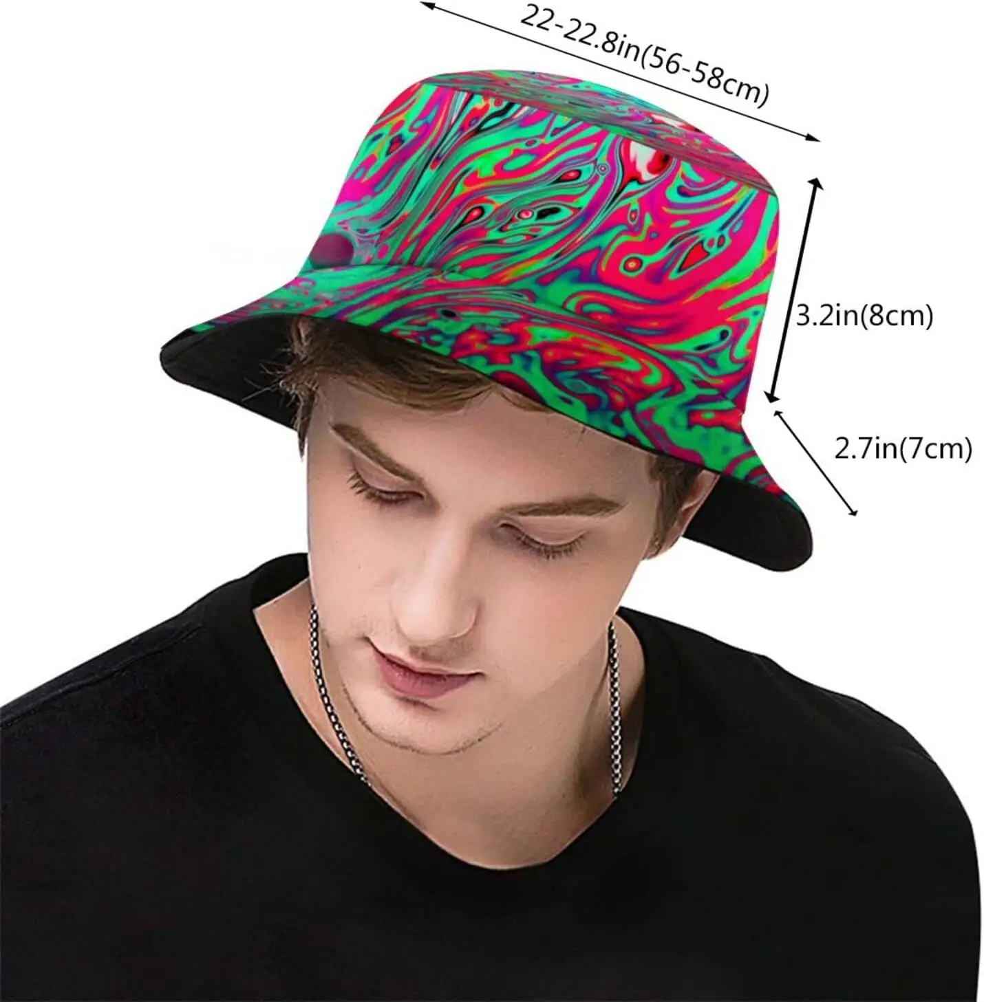 Colorful Psychedelic Trippy Bucket Hat for Women Men Casual Sun Wide Brim Cap Packable Outdoor Fisherman Hat