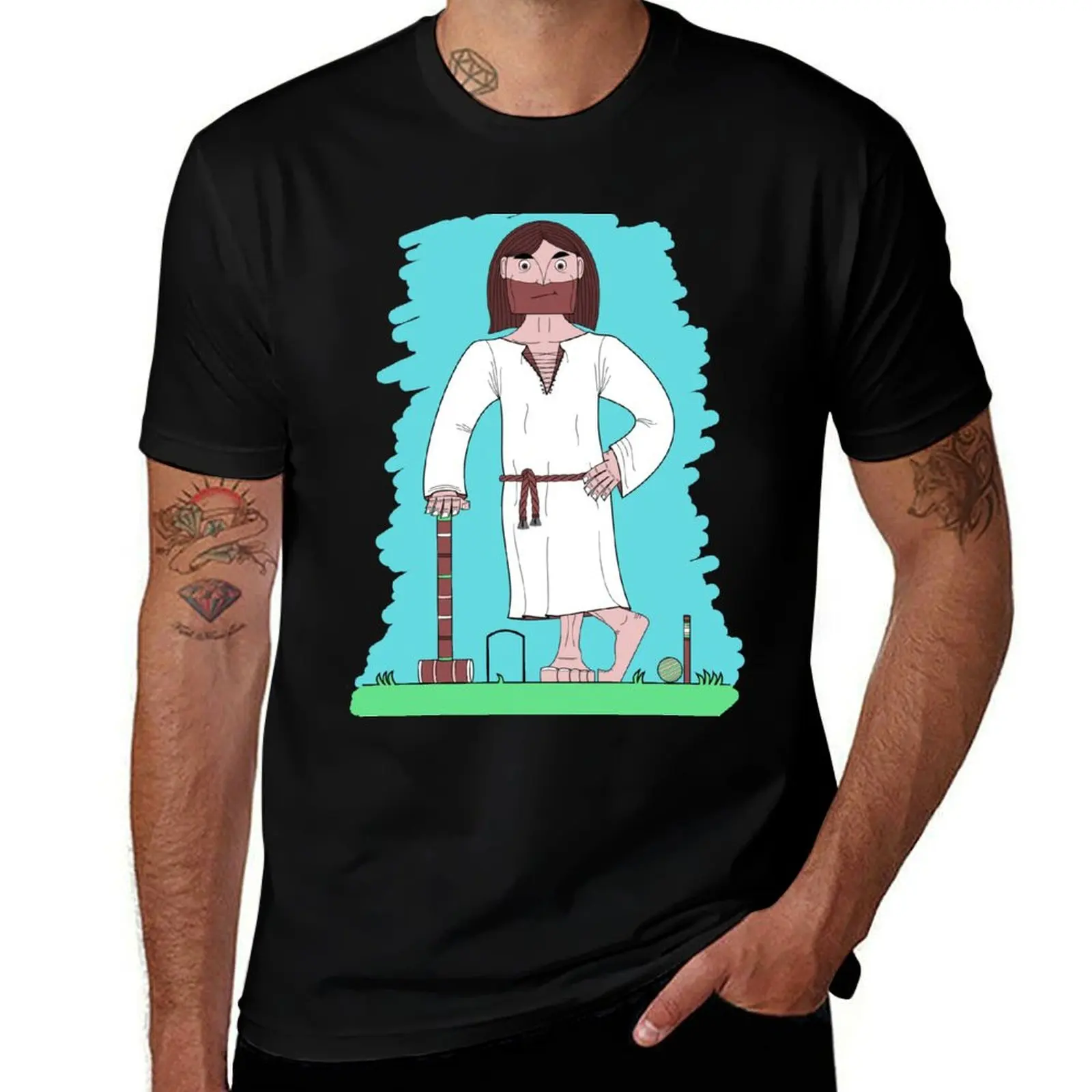 Croquet Jesus T-Shirt t shirts for man cotton funny t shirt custom print printed t shirts for man T-shirt