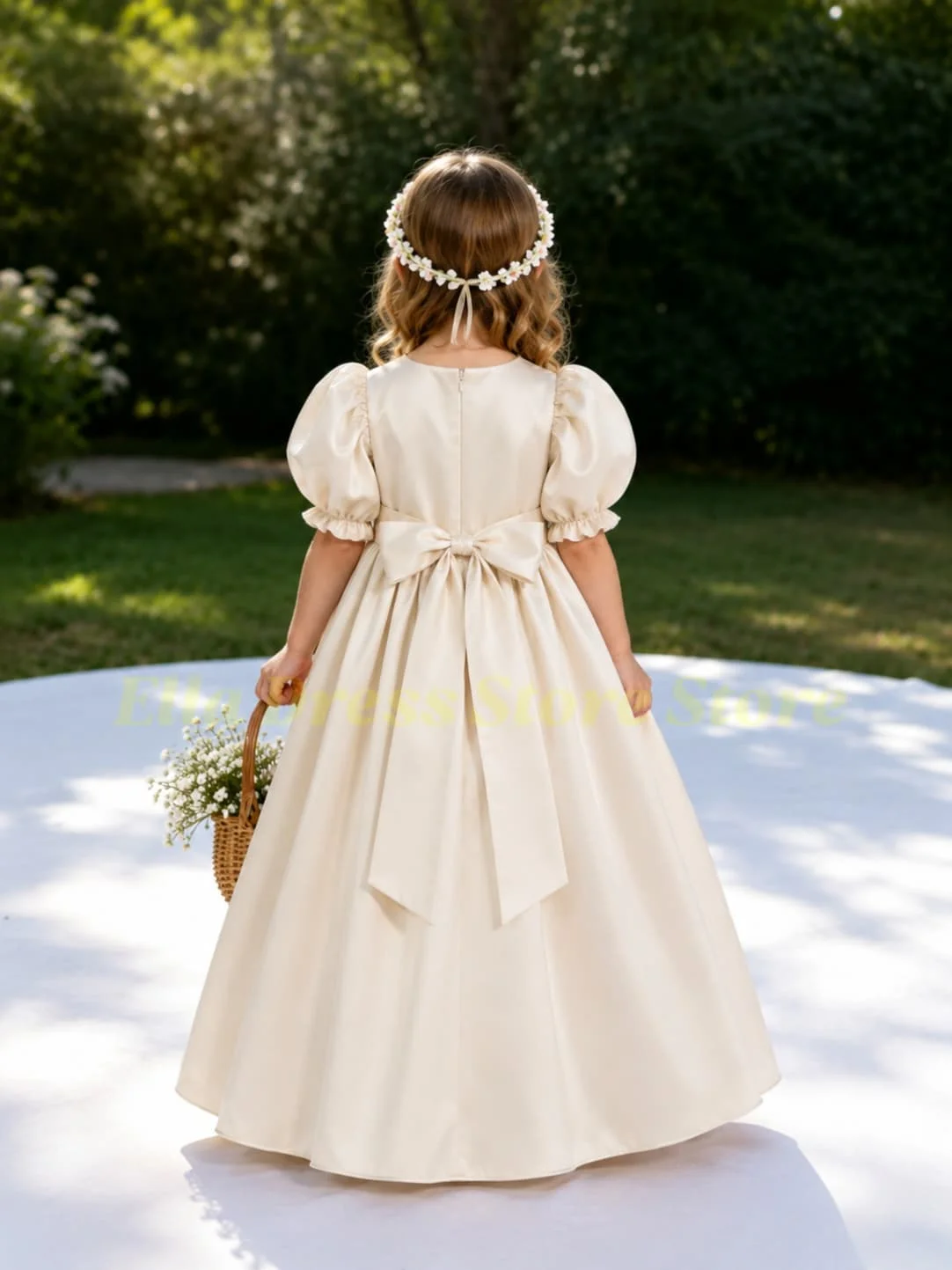 Großhandel Maßgefertigtes Himmelblaues Paillettenkleid für Kleine Mädchen mit Langen Ärmeln, Blumenmädchenkleid für Hochzeiten und Besondere Anlässe – Detail 3