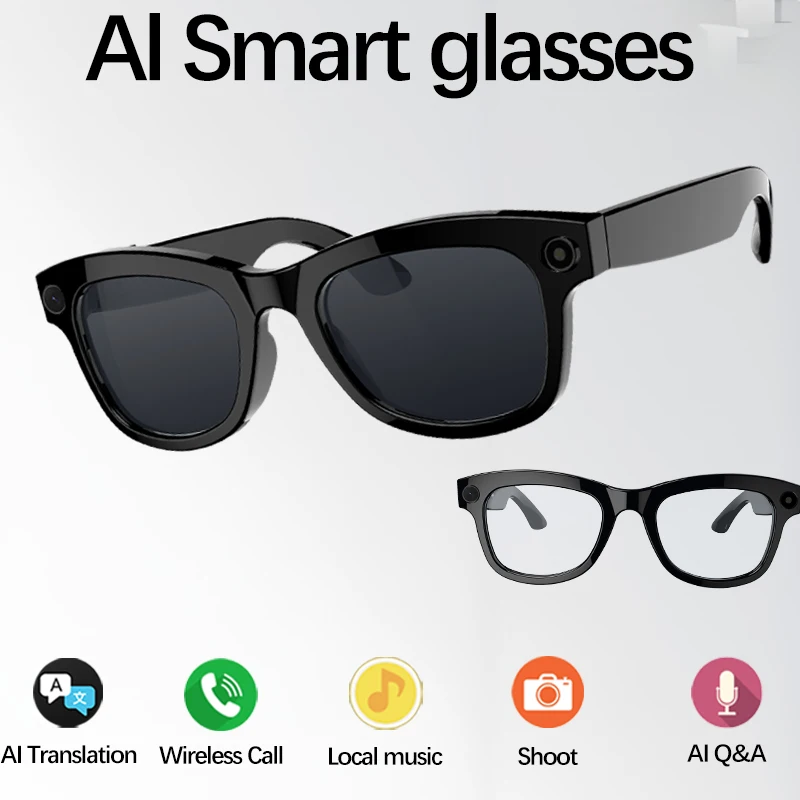 

Новые интеллектуальные Bluetooth солнцезащитные очки с искусственным интеллектом, распознавание объектов, перевод, запись видео, спорт на открытом воздухе, высококачественные умные очки