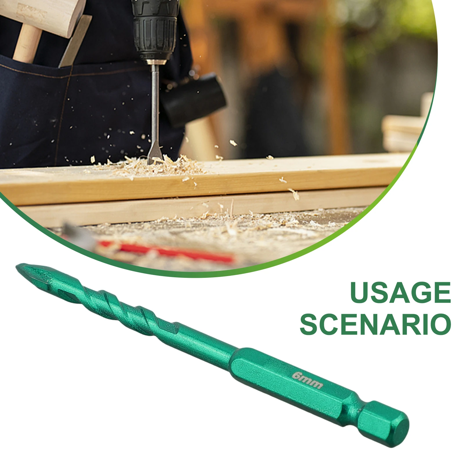 1PCS Drill Bit 6-12mm Carbide Green For Drywall Bricks Tiles Eccentric Drill Triangle Drill Spiral Eccentric Drill Tools