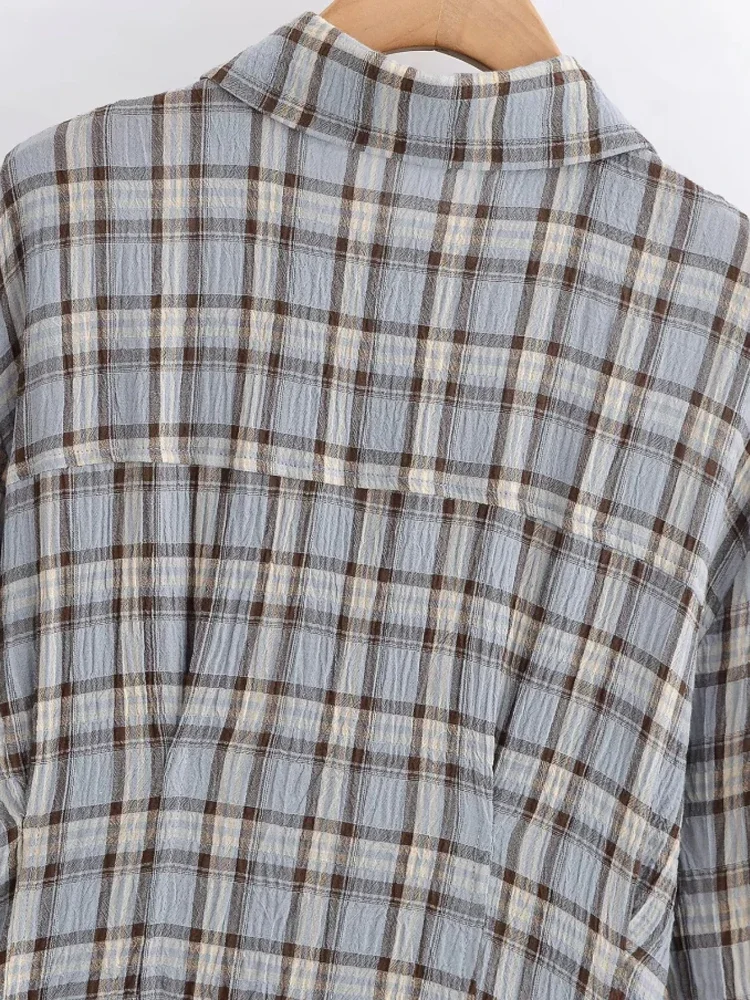 

Vintage Plaid Long Dress for Women 2026, Casual Lapel Single-Breasted Loose Dress with Waist Tie (Character Count: 78)