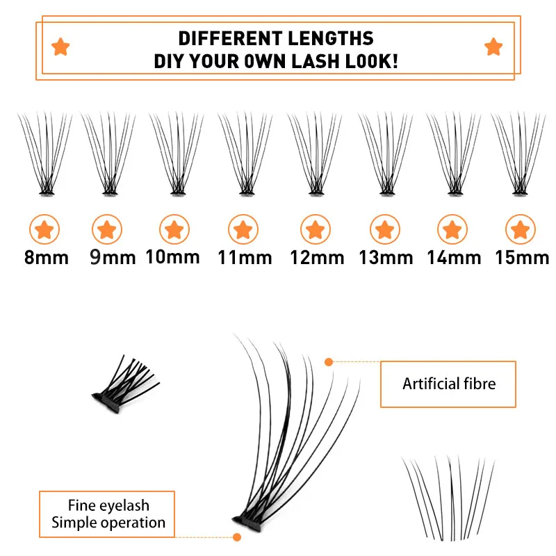 high-capacity12Rows 3D Fluffy Lash Clusters10D/20D 0.07/0.1Thick Eyelash Clusters Wispy Individual Lashes 8-15mm Cluster Eyelash