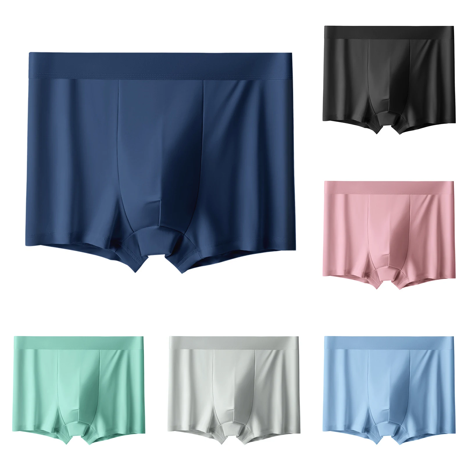 Mens Seamless Square-Cut Shorts Breathable Boxer Shorts Men's Close-Fitting Boxer Shorts
