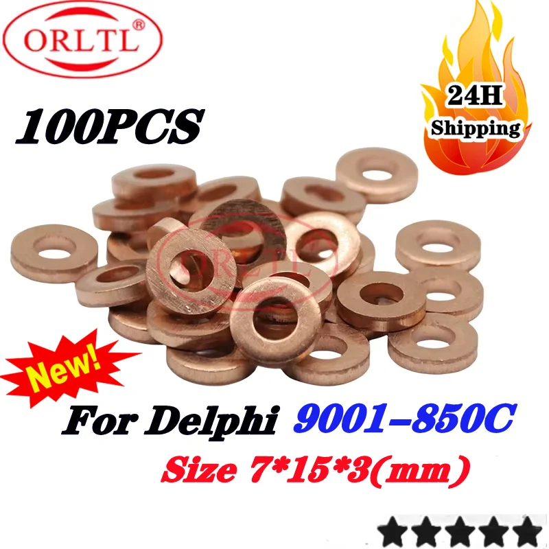 100PCS 3.0mm 9001-850C Diesel Injector Copper Washer Shims Gaskets 9001850C For Delphi Nozzle EJBR04501D EJBR02601Z EJBR03401D