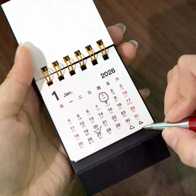 2026 Mini Simple Calendar Small Desk Calendar Creative Coil Calendar Planner Desktop Decoration Office Stationery