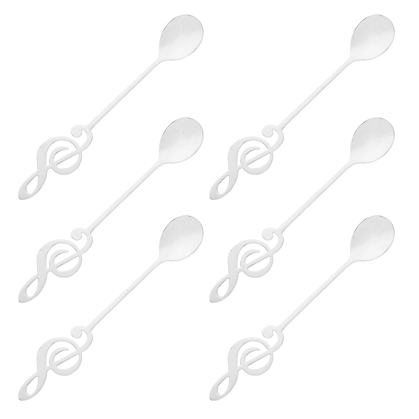 

6 Pcs Musical Note Dessert Spoon Spoons Coffee Cute Desert Appetizer Stainless Steel Heart Funny Espresso