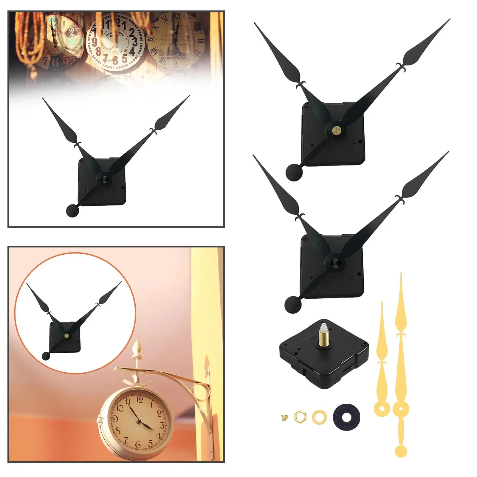 High Quality Wall Clock Movement Mechanism with Long Acrylic Hands Repair Assembly Kit for Decorative DIY Clocks