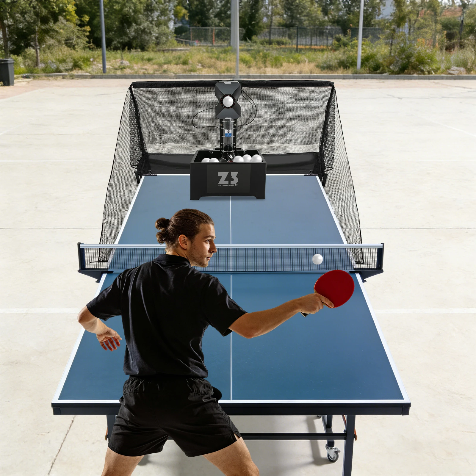 Image of Automatische Tischtennismaschine mit Netz, Ping-Pong-Ballwerfer 35-90/Min 10 Modi, 100 ABS-Bälle Fernbedienung Training