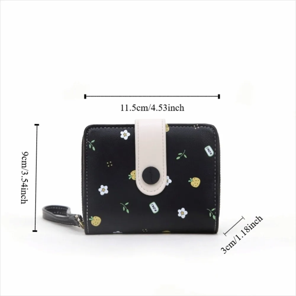 Sweet Hasp Folding Women Wallet PU Leather Japanese Style Short Wallet Zipper Purse Bag Ladies