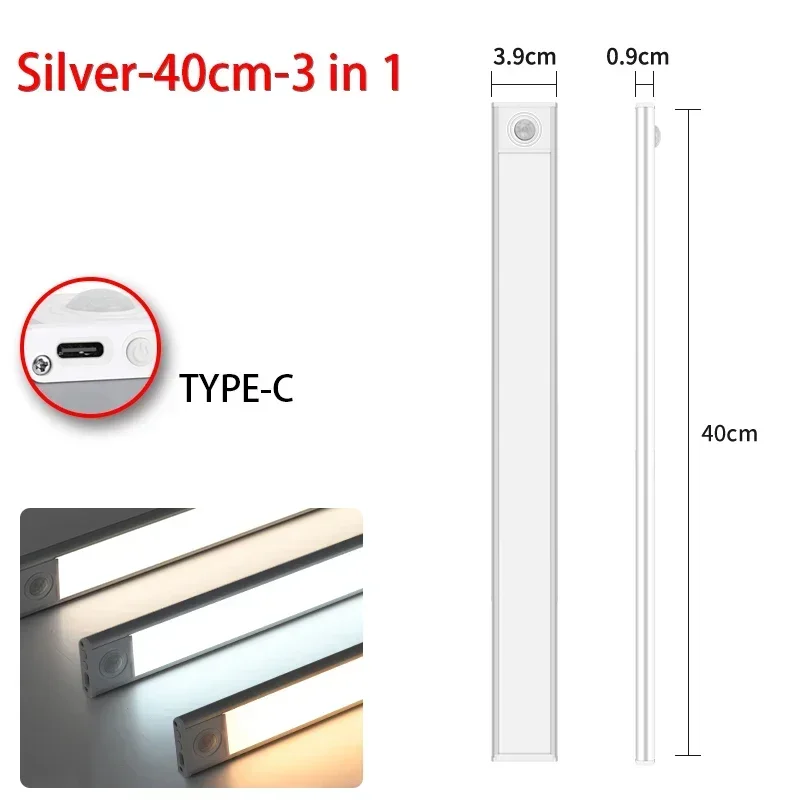 VENUSWING LED Unterschrank Lichter 10-50CM Motion Sensor Lampe USB Aufladbare Drahtlose Nachtlicht Küche Schlafzimmer Schrank Innen beleuchtung 8