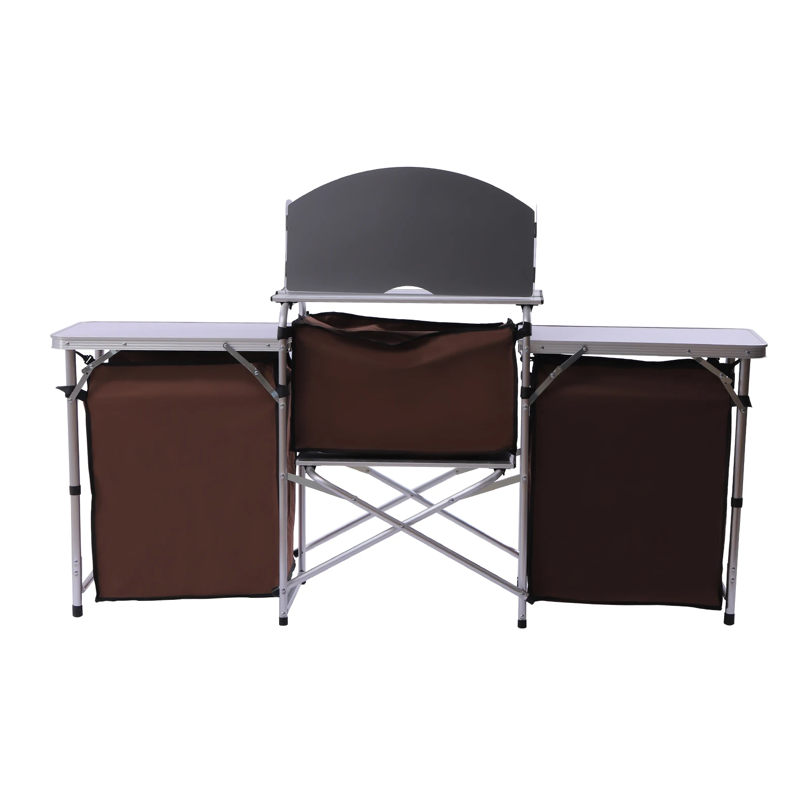 طاولة مطبخ للتخييم قابلة للطي في الهواء الطلق، زجاج أمامي ثلاثي الجوانب، محطة طهي محمولة خارجية للشواء والنزهات #3