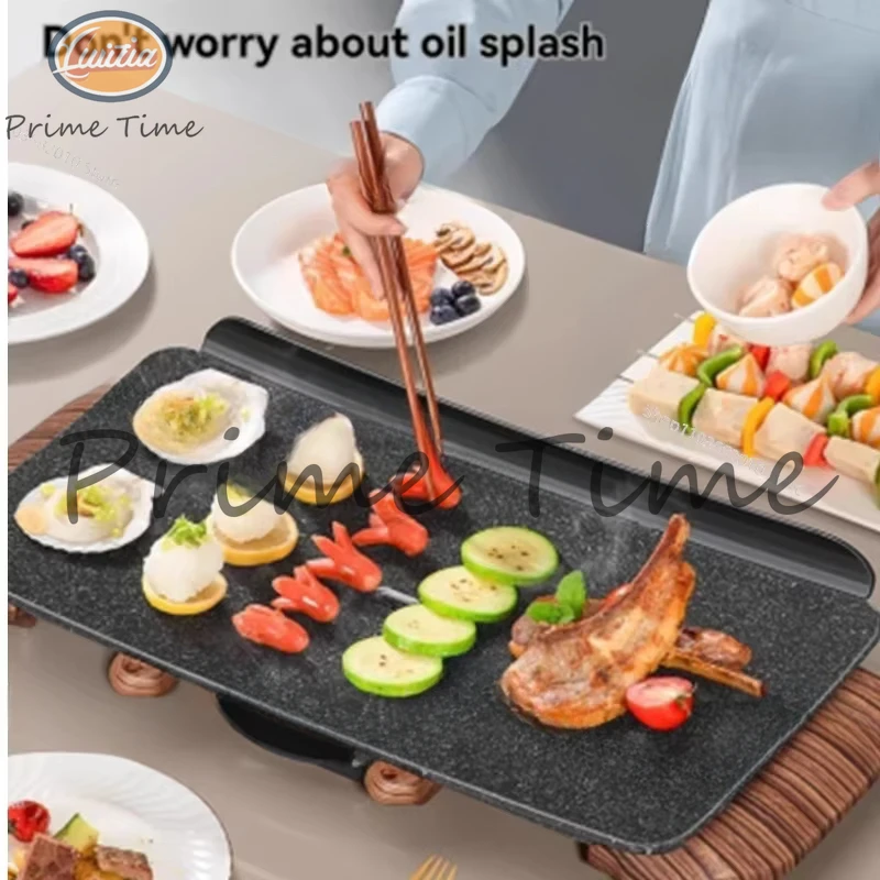 Barbecue Pan Electric Grill Grill Home Korean Iron Plate Barbecue Meat Skillet Smokeless Ceramic Skewer Grill Pan