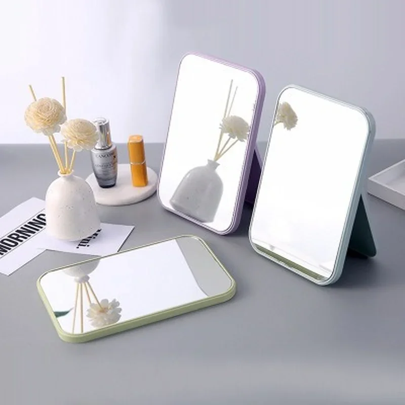 Small Folding Makeup Mirror Portable Makeup Mirror Student Dormitory Desktop Desktop Small Mirror Wholesale Square Mirrors