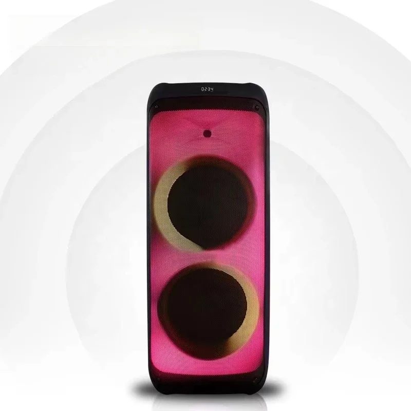 

TMS212-09 Dual 12 Inch Subwoofer Speaker Flame Light Multi-functional Speaker Portable Karaoke BT Speaker