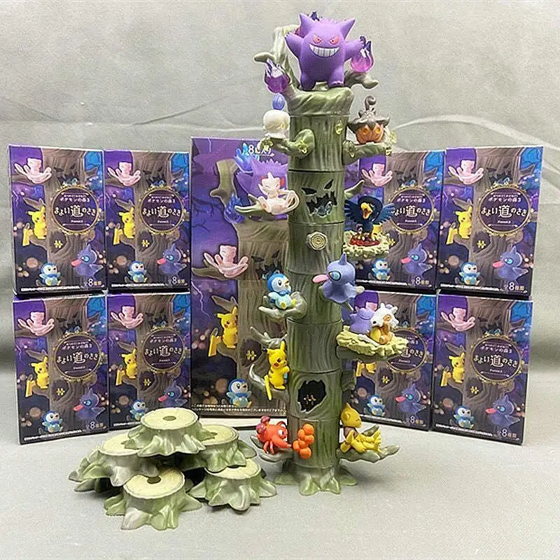 Pokemon Figure Toy Tree Stump Anime Figure Halloween Gengar Pocket Monster Pikachu Forest Figurine Desk Model Decora Toy Gift