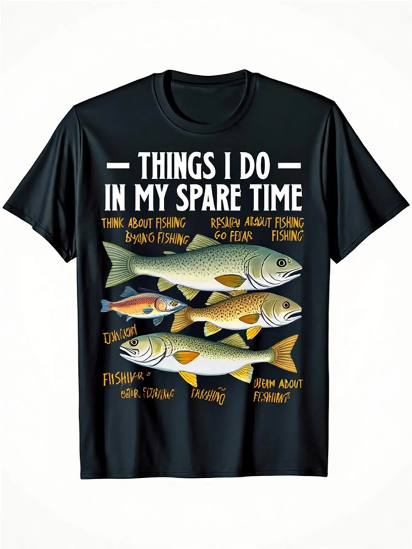 

Men's Fishing Graphic Shirt, Fun Fishing-Themed Design, Heavyweight Shirt Suitable for Fishing Enthusiasts, Birthday, Father's Day, Halloween Gift, Casual Outdoor Shirt, Black Shirt with Colorful Fish Print, Everyday and Fishing Travel Clothing