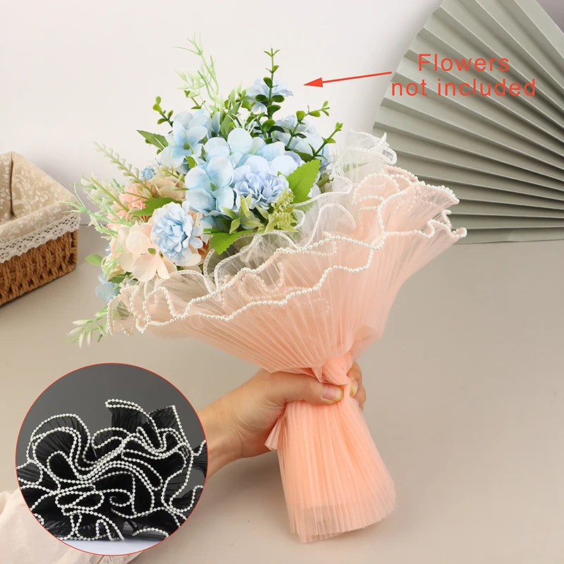 Florist Bouquet Packaging Flower Wrapping Paper Wave Yarn Lace Mesh Valentine's Day Florist Bouquet Gift DIY Supplies 28cmx4M