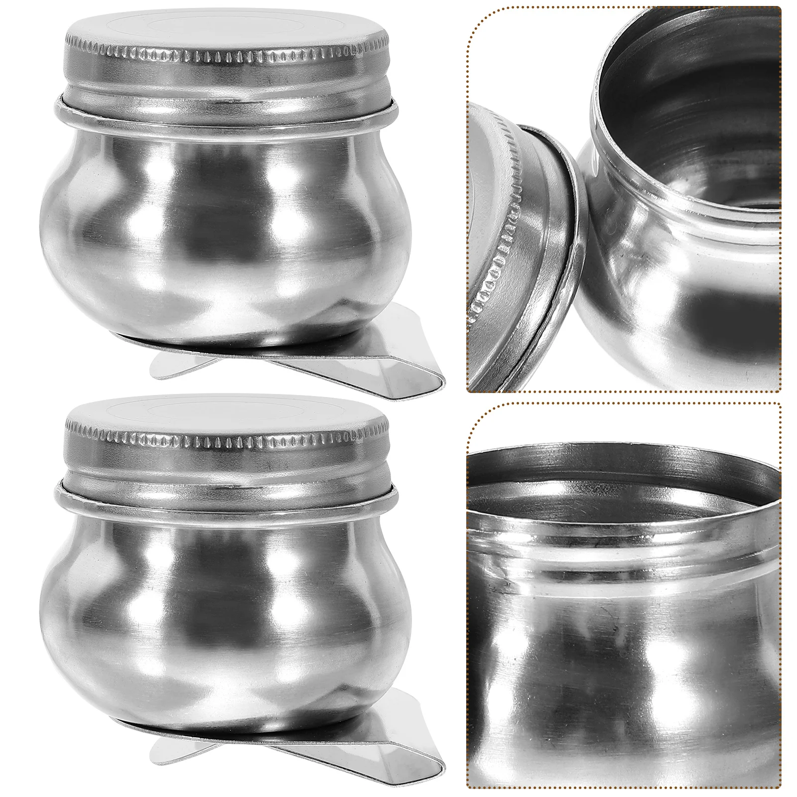 

2 Pcs Stainless Steel Oil Paint Mixing Pot Painting Supplies Color Palette Coloring Cup with Lid