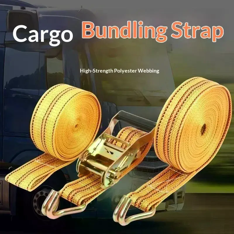 40mm Wide 3-12 Meters Double Hook Cargo Securing Straps Heavy Duty Ratchet Tie Down Straps Truck Trailer Transport Lashing 1 Set
