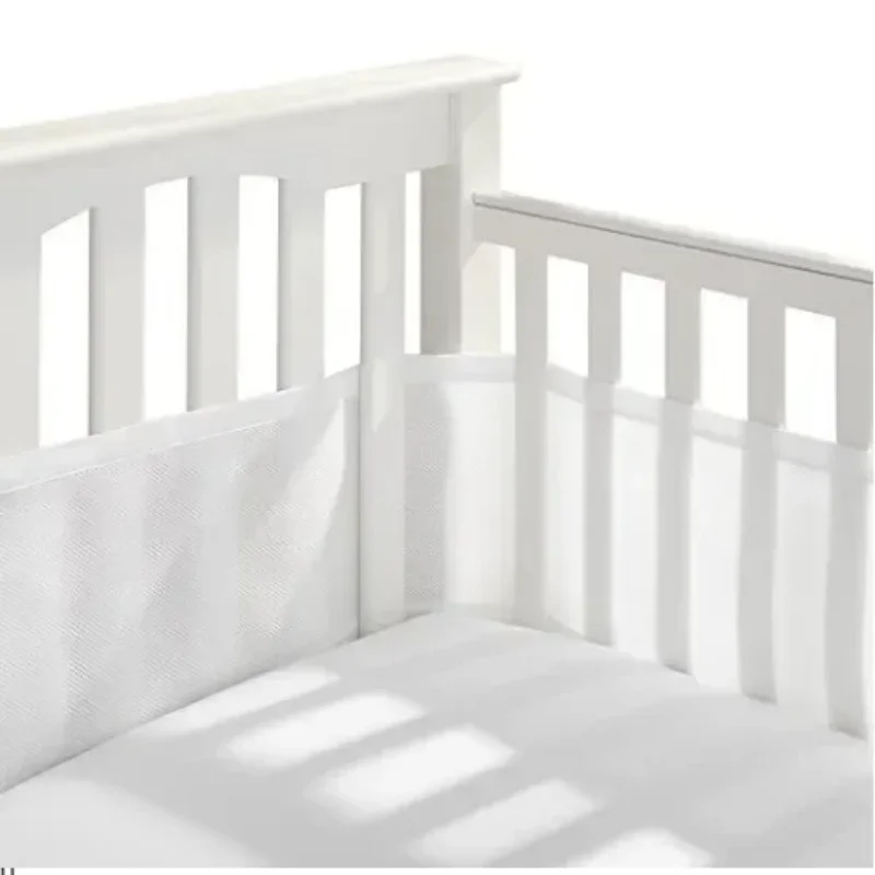 Breathable Mesh Bed Liner 4 Panel Baby Cot Fence Cotton Railing Thicken Bumper One-piece Crib Around Protector Baby Room Decor