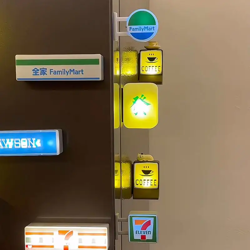 ملصقات الثلاجة المغناطيسية للمقهى 711 مخزن صناديق الإضاءة المضيئة علامة الضوء الإبداعية ديكور المنزل ملصق الثلاجة #1