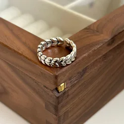 925 Sterling Silver Wheat Open Rings For Women Vintage Wedding Luxury Jewelry Wholesale Jewellery Argent 925