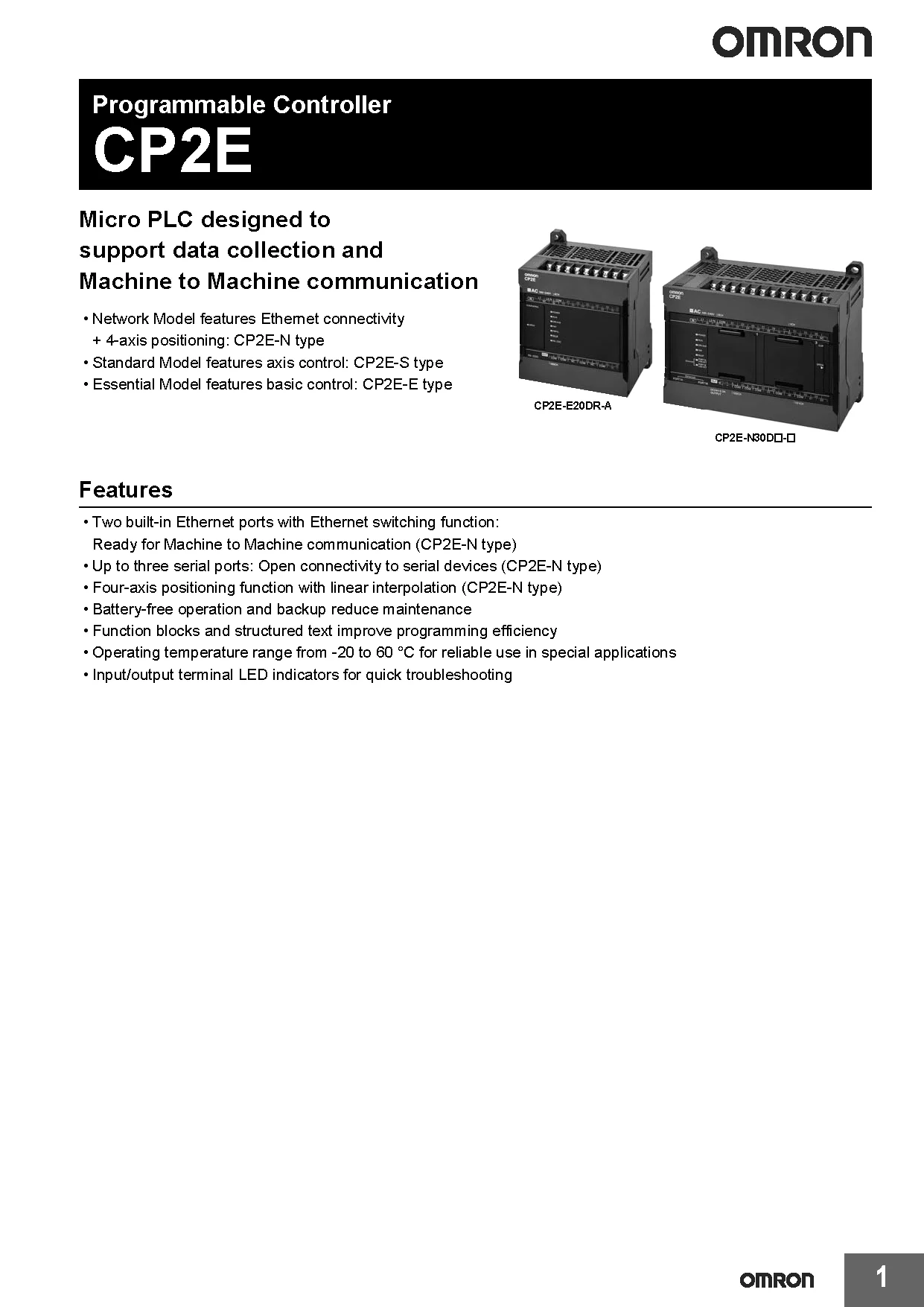 OMRON Programmable Controller Authentic Original CP2E Series CP2E-N20DR-A N30DR N40DR N60DR N14DR DT - New